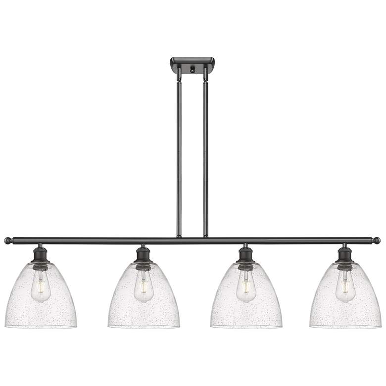 Image 1 Bristol Glass 9" 4 Light 48" Island Light - Oil Rubbed Bronze -