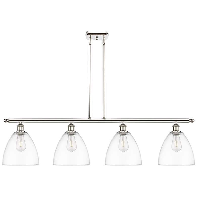 Image 1 Bristol Glass 9" 4 Light 48" Island Light - Polished Nickel - Cl