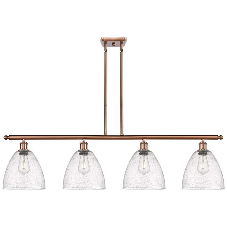 Image 1 Bristol Glass 9" 4 Light 48" LED Island Light - Antique Copper -
