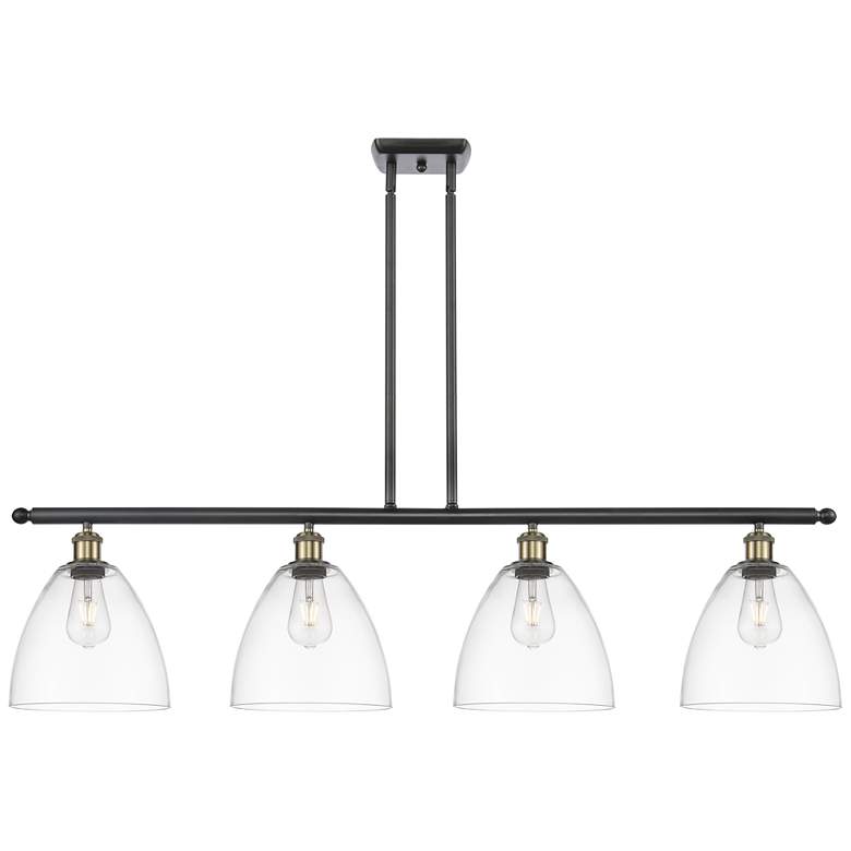 Image 1 Bristol Glass 9" 4 Light 48" LED Island Light - Black Brass - Cl