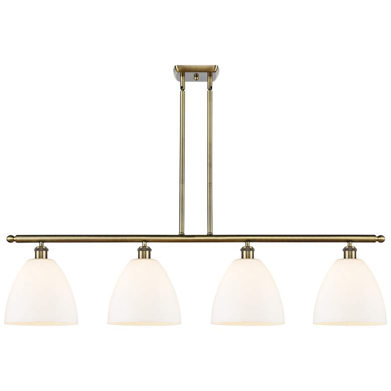 Image 1 Bristol Glass 9" 4 Light 48" LED Island Light - Brass - White