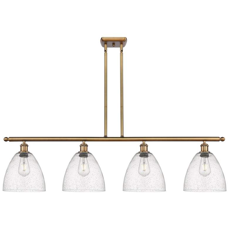 Image 1 Bristol Glass 9" 4 Light 48" LED Island Light - Brushed Brass -