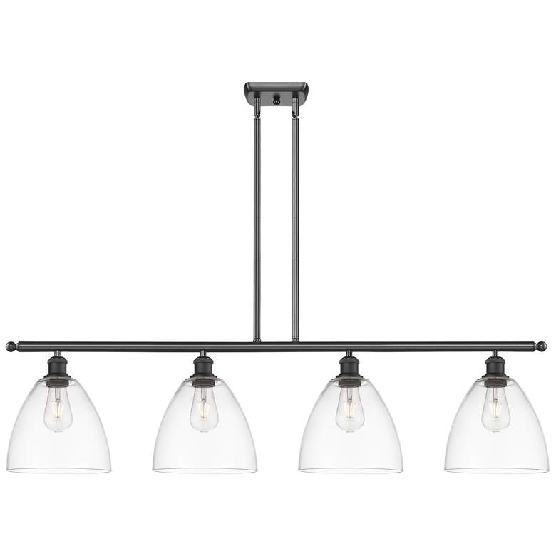 Image 1 Bristol Glass 9" 4 Light 48" LED Island Light - Matte Black - Cl