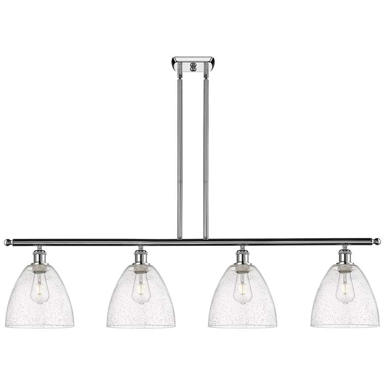 Image 1 Bristol Glass 9" 4 Light 48" LED Island Light - Polished Chrome