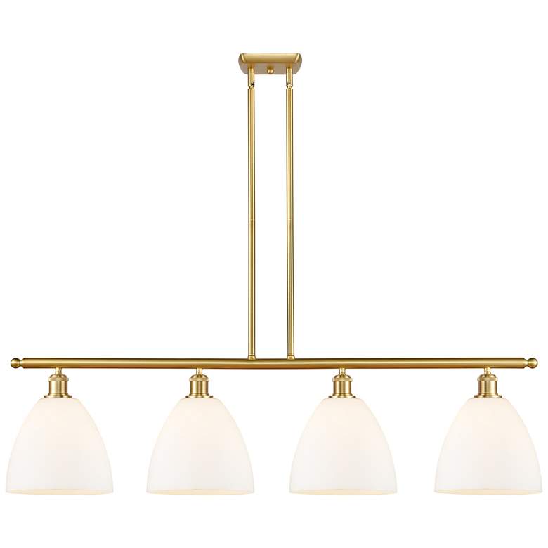 Image 1 Bristol Glass 9" 4 Light 48" LED Island Light - Satin Gold - Mat