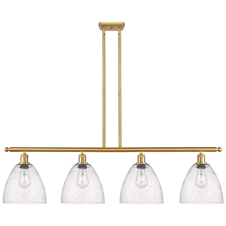 Image 1 Bristol Glass 9" 4 Light 48" LED Island Light - Satin Gold - See