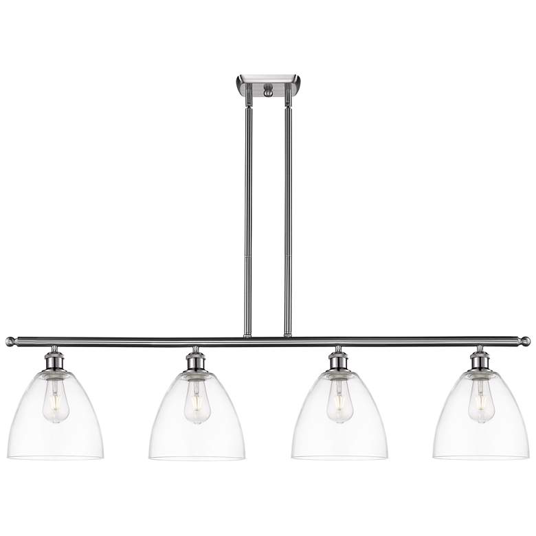 Image 1 Bristol Glass 9" 4 Light 48" LED Island Light - Satin Nickel - C