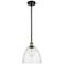 Bristol Glass 9" Black Antique Brass Mini Pendant w/ Seedy Shade