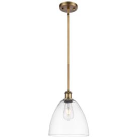 Bristol Glass 9" Brushed Brass Mini Pendant w/ Clear Shade Bristol Glass 9" Brushed Brass Mini Pendant w/ Clear Shade