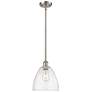 Bristol Glass 9" Brushed Satin Nickel Mini Pendant w/ Seedy Shade