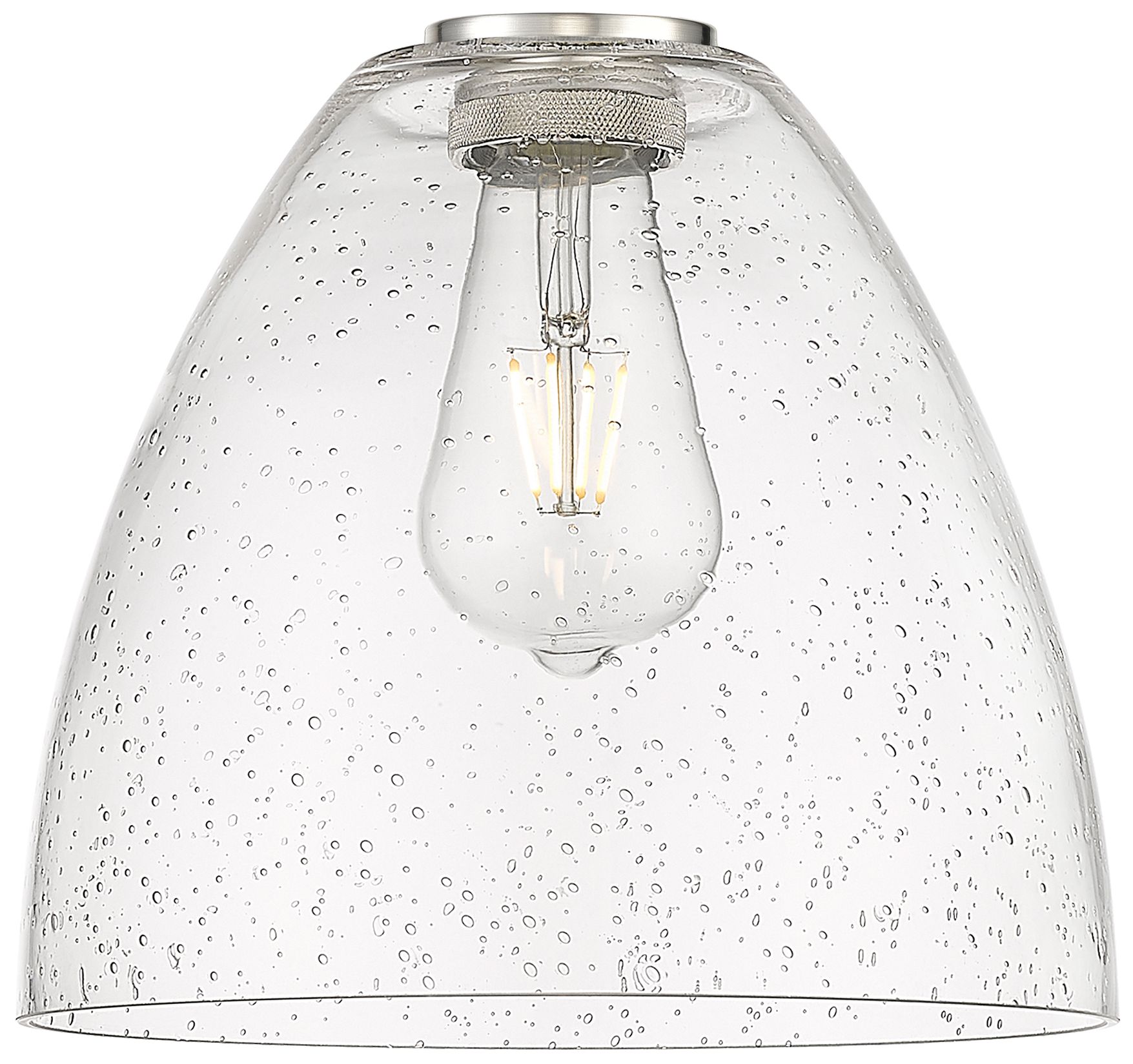 Image 3 Bristol Glass 9" Brushed Satin Nickel Mini Pendant w/ Seedy Shade more views