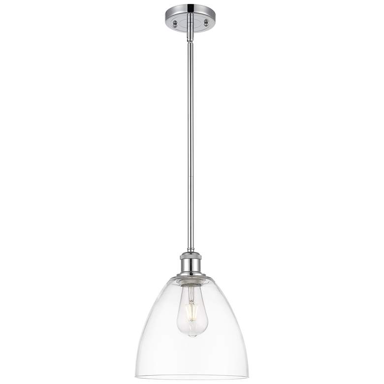 Image 1 Bristol Glass 9" LED Mini Pendant - Polished Chrome - Clear Shade