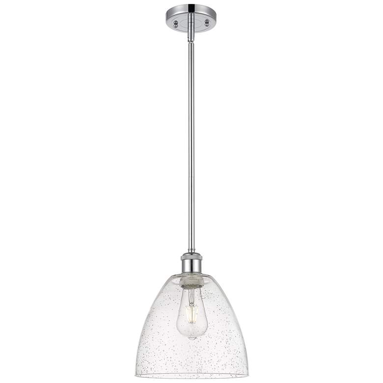 Image 1 Bristol Glass 9" LED Mini Pendant - Polished Chrome - Seedy Shade