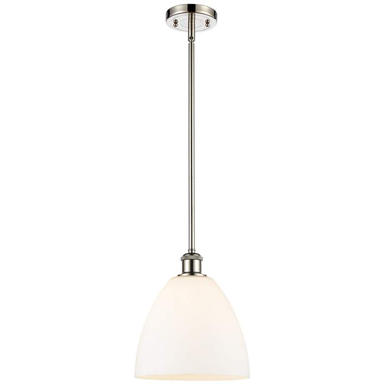 Image 1 Bristol Glass 9" LED Mini Pendant - Polished Nickel - Matte White Shad