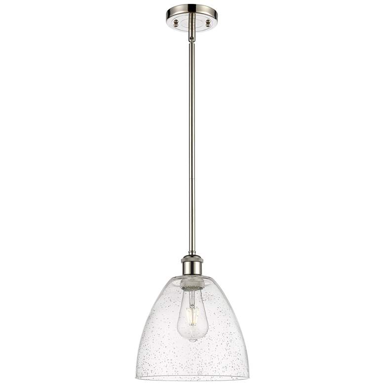 Image 1 Bristol Glass 9" LED Mini Pendant - Polished Nickel - Seedy Shade