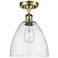 Bristol Glass 9" LED Semi-Flush Mount - Antique Brass - Seedy Shade