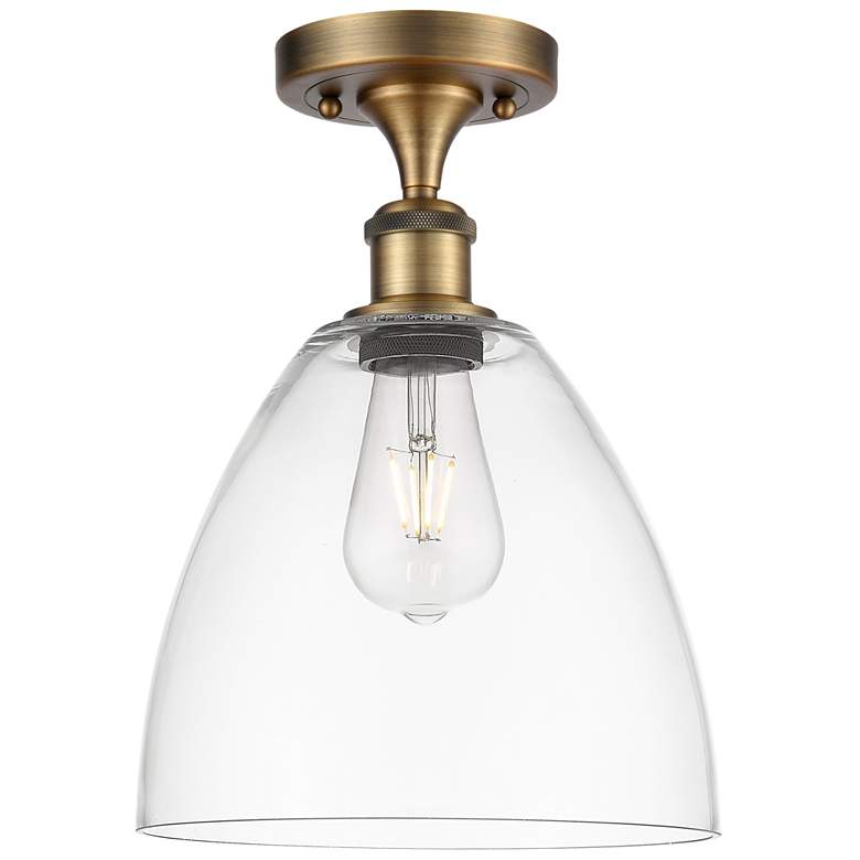 Image 1 Bristol Glass 9" LED Semi-Flush Mount - Brushed Brass - Clear Shade