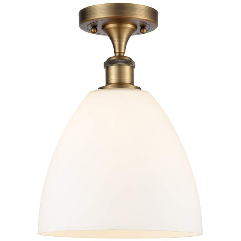 Image 1 Bristol Glass 9" LED Semi-Flush Mount - Brushed Brass - Matte White S