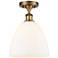 Bristol Glass 9" LED Semi-Flush Mount - Brushed Brass - Matte White S