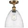Bristol Glass 9" LED Semi-Flush Mount - Brushed Brass - Seedy Shade