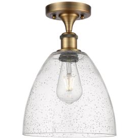 Bristol Glass  9" LED Semi-Flush Mount - Brushed Brass - Seedy Shade Bristol Glass  9" LED Semi-Flush Mount - Brushed Brass - Seedy Shade