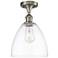 Bristol Glass  9" LED Semi-Flush Mount - Brushed Satin Nickel - Clear
