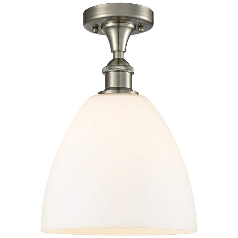 Image 1 Bristol Glass  9" LED Semi-Flush Mount - Brushed Satin Nickel - Matte