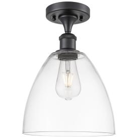 Bristol Glass  9" LED Semi-Flush Mount - Matte Black - Clear Shade Bristol Glass  9" LED Semi-Flush Mount - Matte Black - Clear Shade