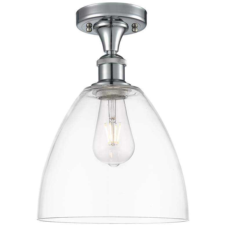 Image 1 Bristol Glass 9" LED Semi-Flush Mount - Polished Chrome - Clear Shade