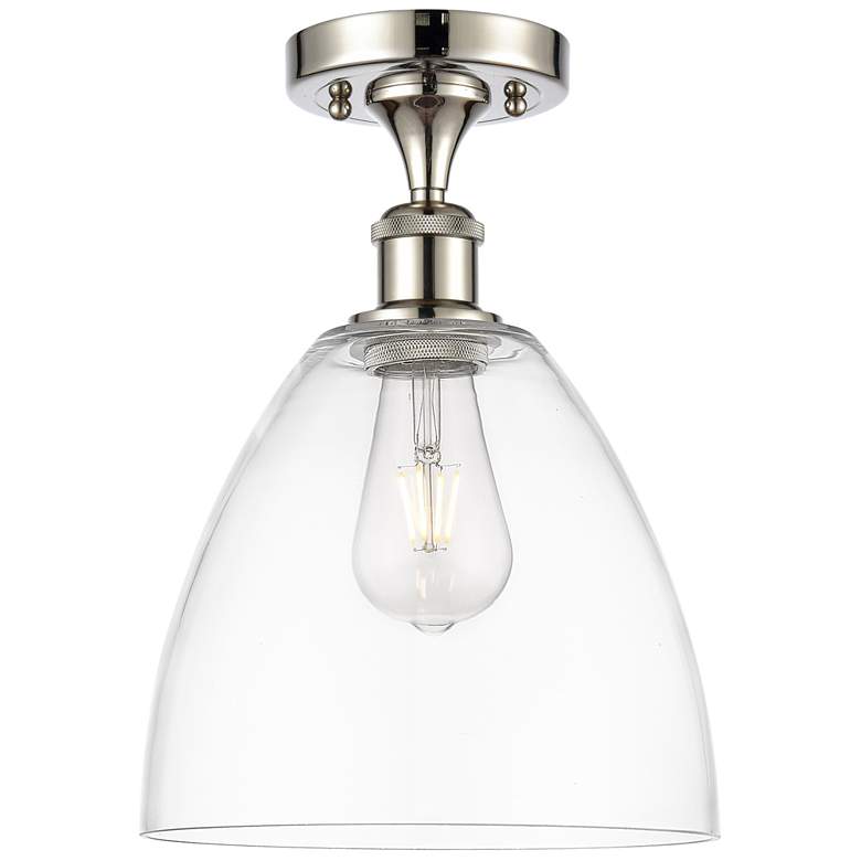 Image 1 Bristol Glass 9" LED Semi-Flush Mount - Polished Nickel - Clear Shade