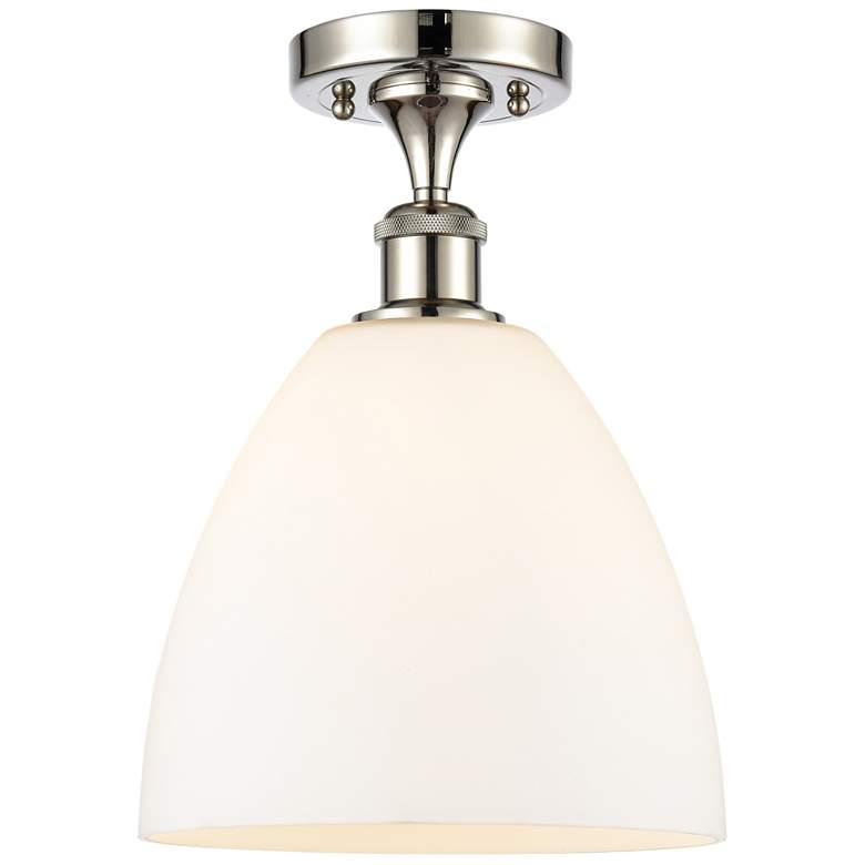 Image 1 Bristol Glass 9" LED Semi-Flush Mount - Polished Nickel - Matte White