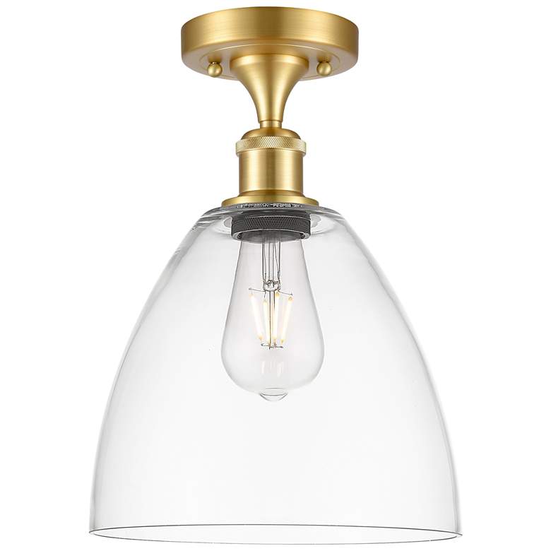 Image 1 Bristol Glass 9" LED Semi-Flush Mount - Satin Gold - Clear Shade