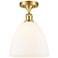 Bristol Glass 9" LED Semi-Flush Mount - Satin Gold - Matte White Shad