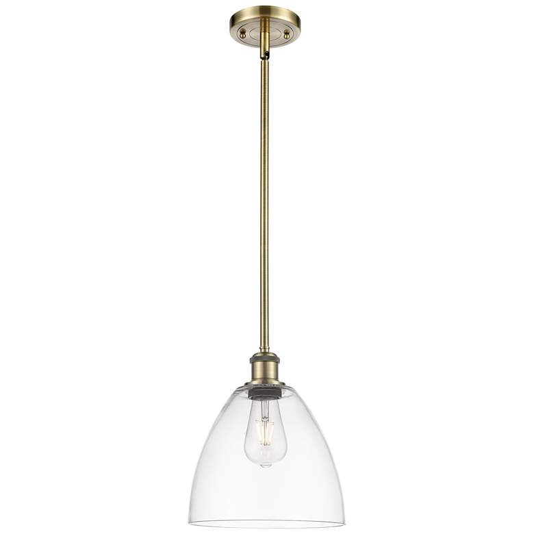 Image 1 Bristol Glass 9" Mini Pendant - Antique Brass - Clear Shade