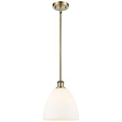 Bristol Glass 9" Mini Pendant - Antique Brass - Matte White Shade