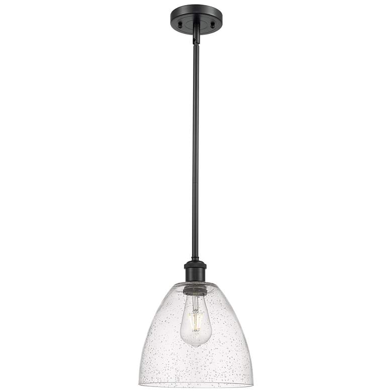 Image 1 Bristol Glass 9" Mini Pendant - Matte Black - Seedy Shade
