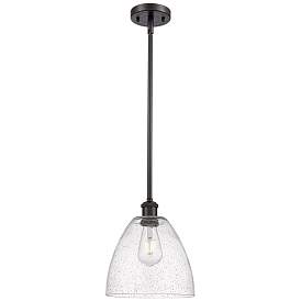 Image1 of Bristol Glass 9" Oil Rubbed Bronze Mini Pendant w/ Seedy Shade