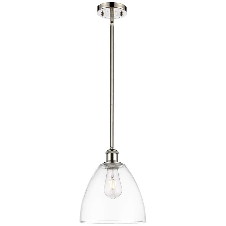 Image 1 Bristol Glass 9" Polished Nickel Mini Pendant w/ Clear Shade