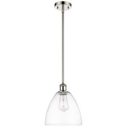 Bristol Glass 9" Polished Nickel Mini Pendant w/ Clear Shade