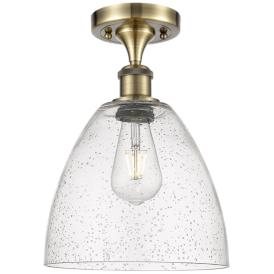 Bristol Glass  9" Semi-Flush Mount - Antique Brass - Seedy Shade Bristol Glass  9" Semi-Flush Mount - Antique Brass - Seedy Shade