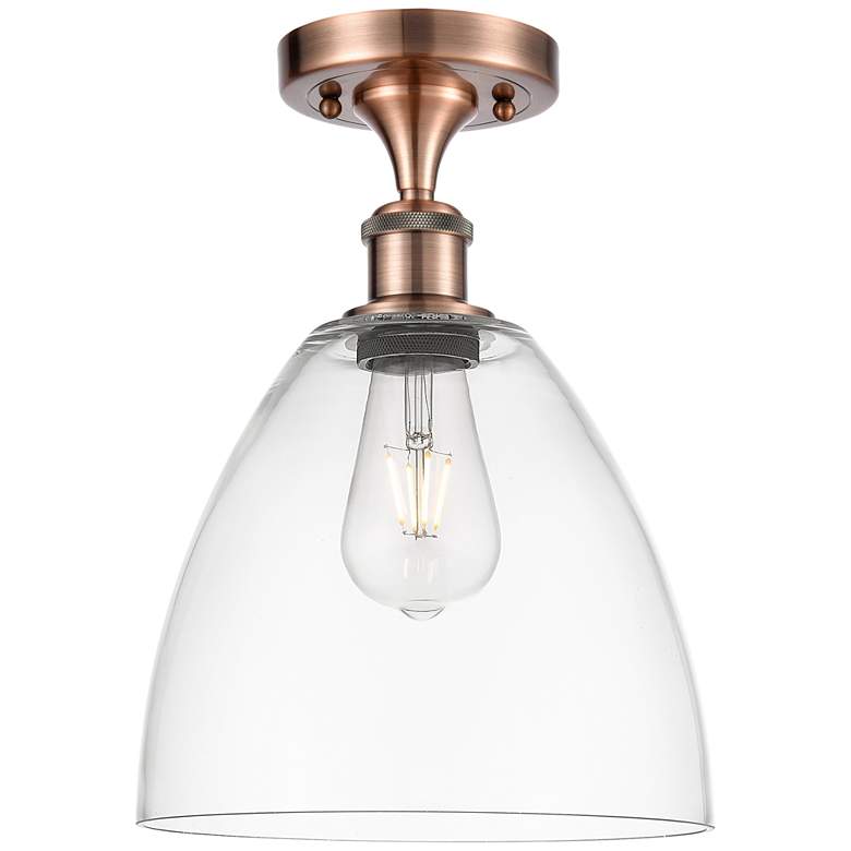 Image 1 Bristol Glass 9" Semi-Flush Mount - Antique Copper - Clear Shade