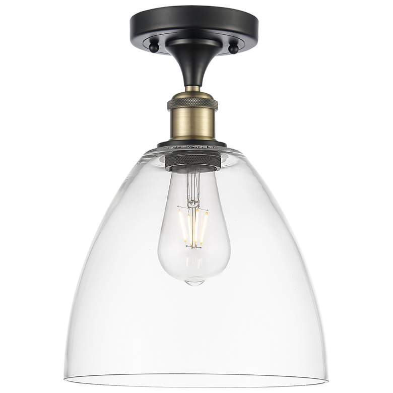 Image 1 Bristol Glass 9" Semi-Flush Mount - Black Antique Brass - Clear Shade