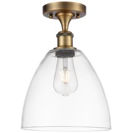 Bristol Glass  9" Semi-Flush Mount - Brushed Brass - Clear Shade Bristol Glass  9" Semi-Flush Mount - Brushed Brass - Clear Shade