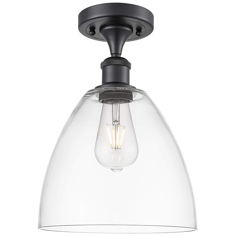 Image 1 Bristol Glass 9" Semi-Flush Mount - Matte Black - Clear Shade