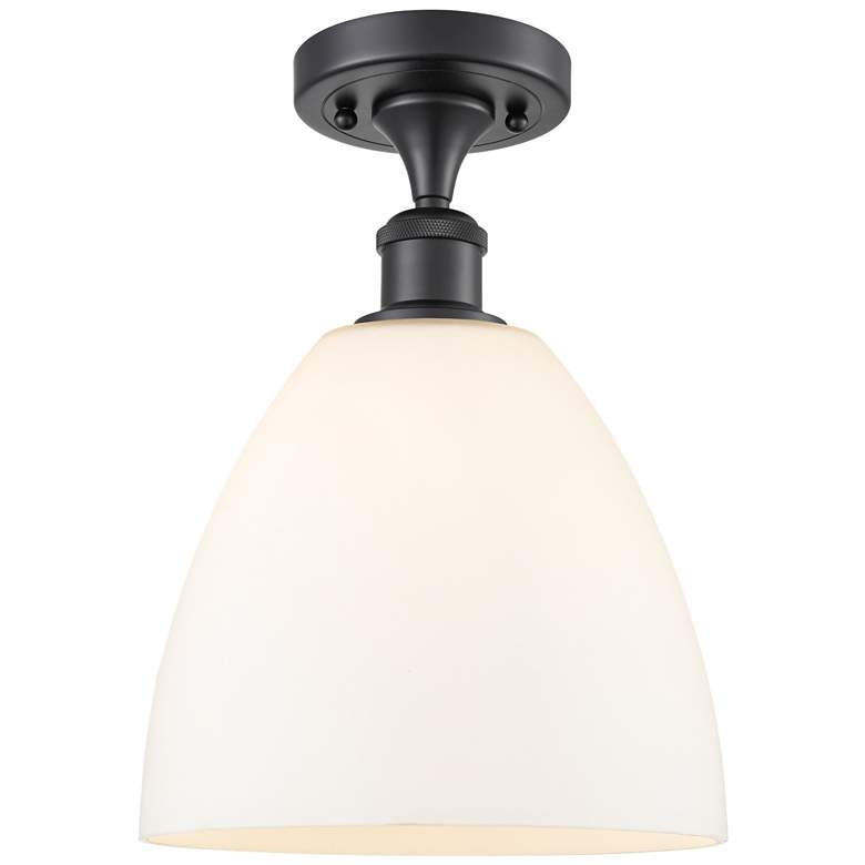 Image 1 Bristol Glass 9" Semi-Flush Mount - Matte Black - Matte White Shade