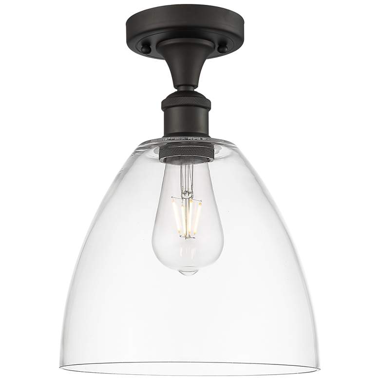 Image 1 Bristol Glass 9" Semi-Flush Mount - Oil Rubbed Bronze - Clear Shade