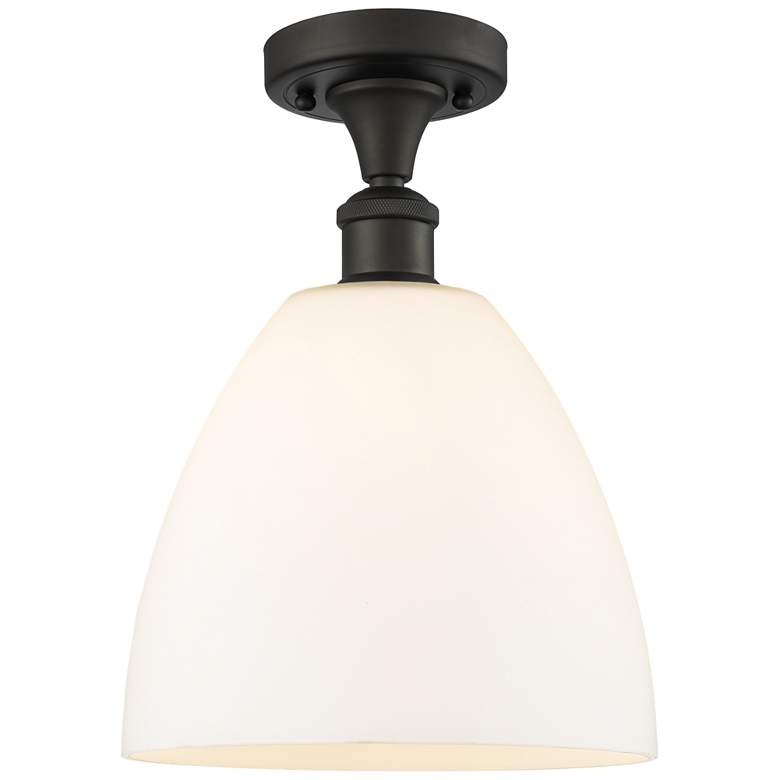 Image 1 Bristol Glass 9" Semi-Flush Mount - Oil Rubbed Bronze - Matte White