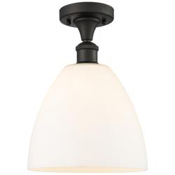 Bristol Glass 9" Semi-Flush Mount - Oil Rubbed Bronze - Matte White