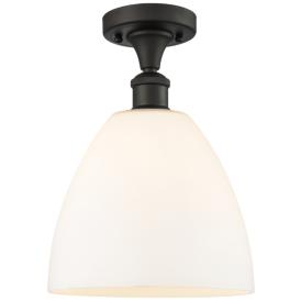 Bristol Glass 9" Semi-Flush Mount - Oil Rubbed Bronze - Matte White Bristol Glass 9" Semi-Flush Mount - Oil Rubbed Bronze - Matte White