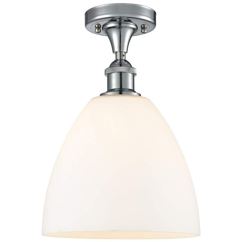 Image 1 Bristol Glass 9" Semi-Flush Mount - Polished Chrome - Matte White Shad
